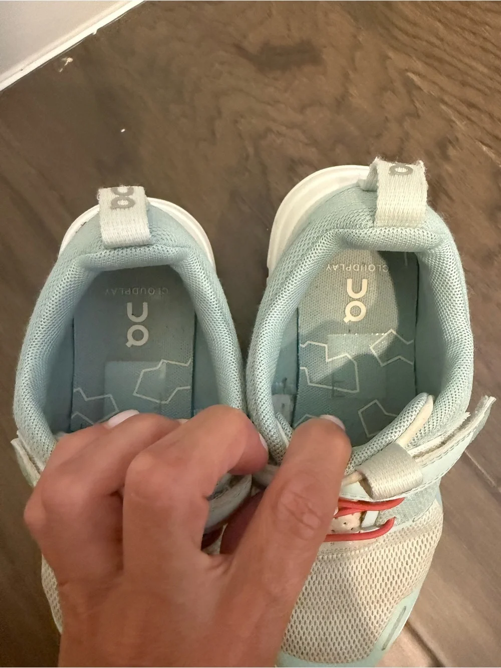 On Running Kids Light Blue and Beige Velcro Sneakers